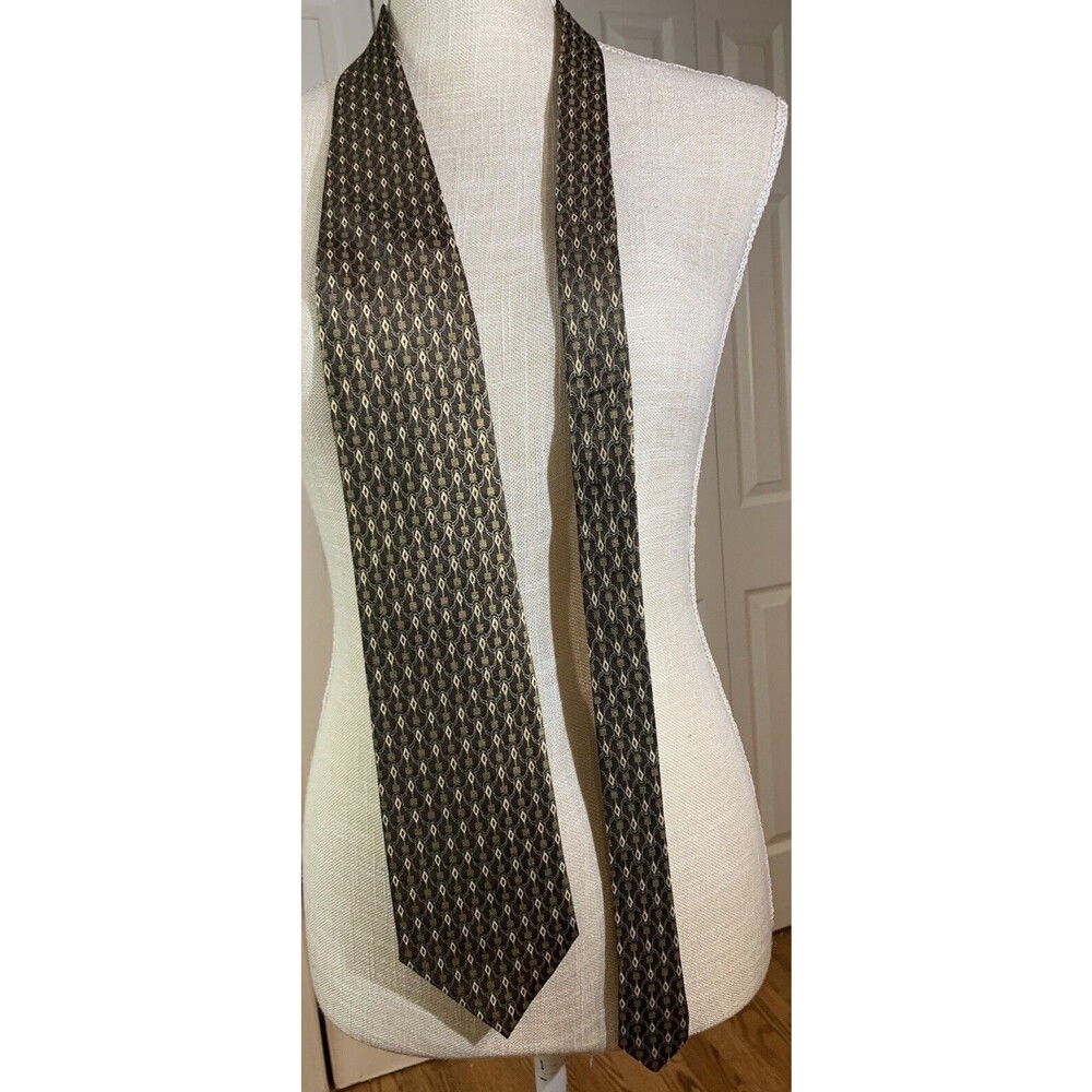 ANTONIA COLLECTION Men's Tie 100% Silk Gold Geometric Pattern New